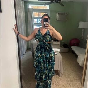 Tropical Print Maxi Dress